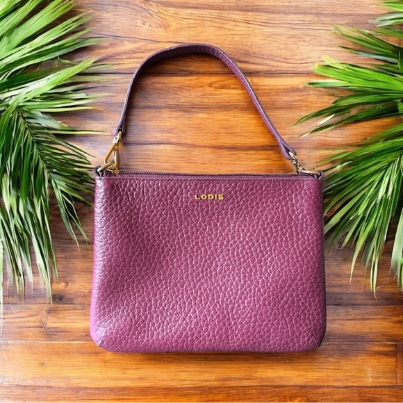 LODIS Wine Burgundy Leather Shoulder Bag - Picture 1 of 15